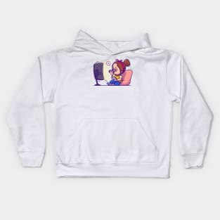 Cute Girl Playing Game Cartoon Kids Hoodie